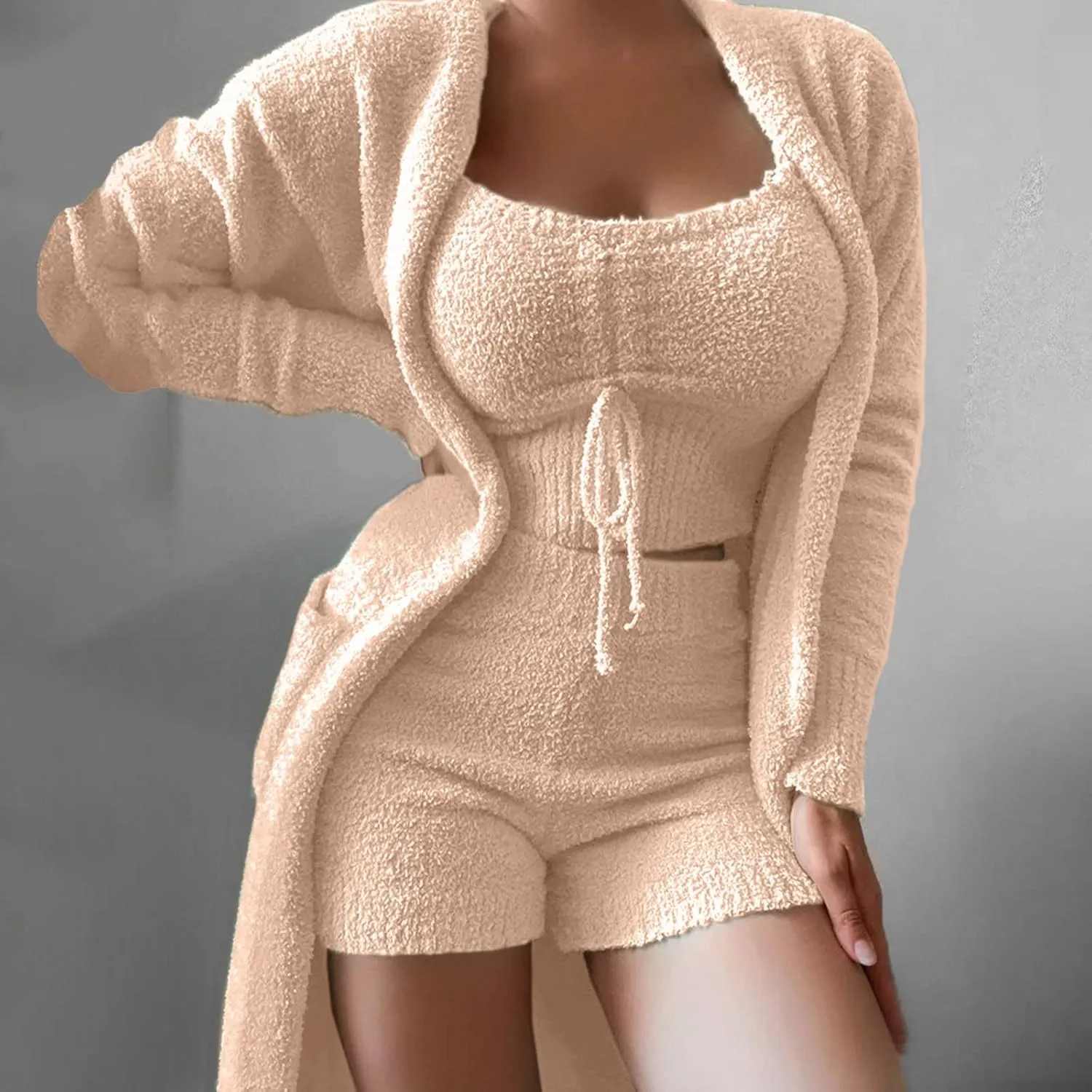 Women's Cozy Up 2 Piece Set Women Winter Fashion Warm Three Suit Soft Warm Flannel Notch Collar Soft Sleepwear Pjs
