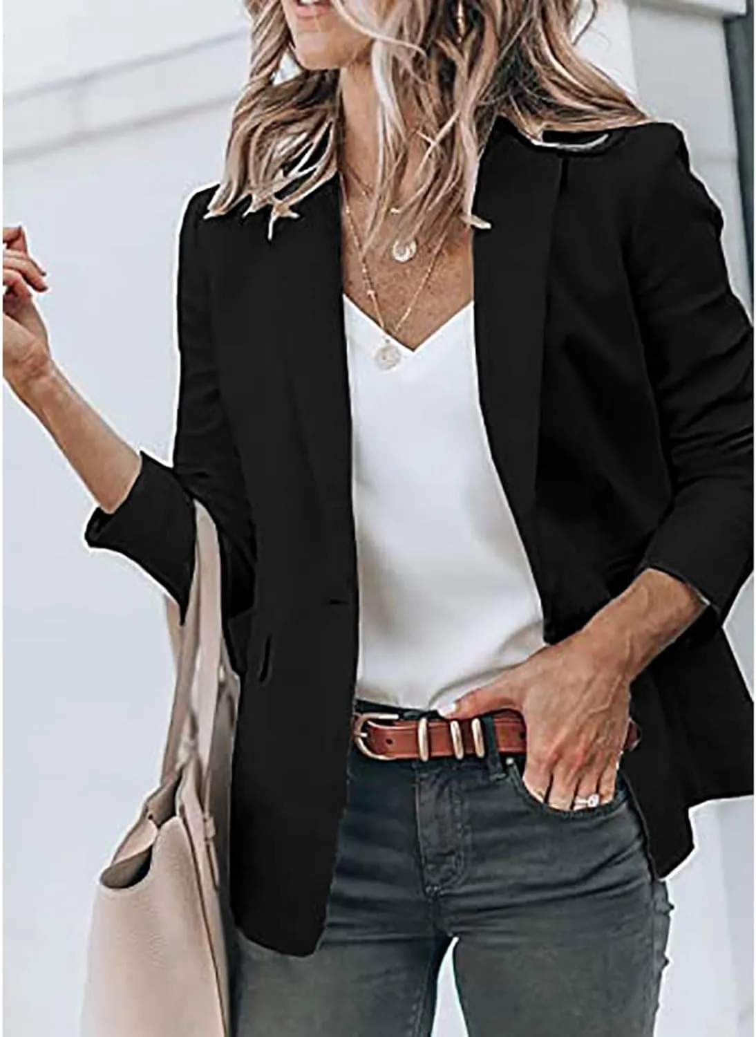 Women's Fall Fashion 2024 Casual Blazers Long Sleeve Open Front Work Office Suit Jackets Blazer with Pockets