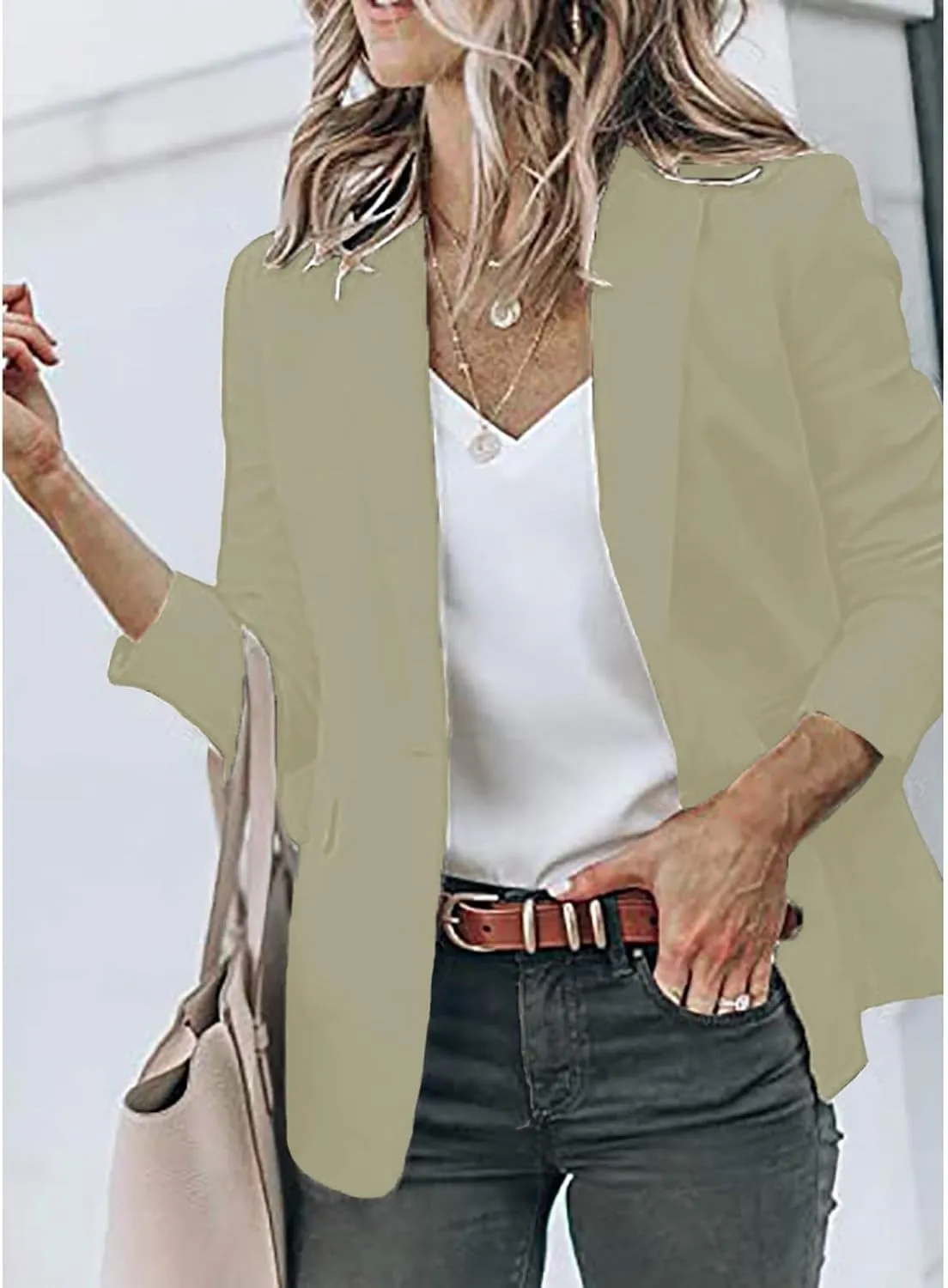 Women's Fall Fashion 2024 Casual Blazers Long Sleeve Open Front Work Office Suit Jackets Blazer with Pockets
