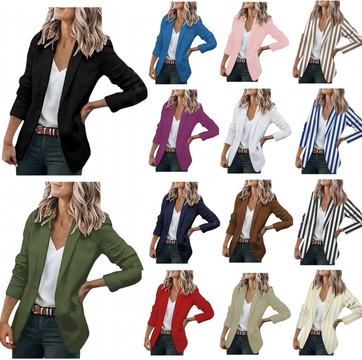 Women's Fall Fashion 2024 Casual Blazers Long Sleeve Open Front Work Office Suit Jackets Blazer with Pockets