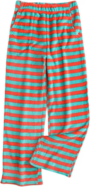 Women's Flannel Sleepwear Pajama Pants Winter Soft Striped Comfortable Home Pants PJ Bottoms with Pocket