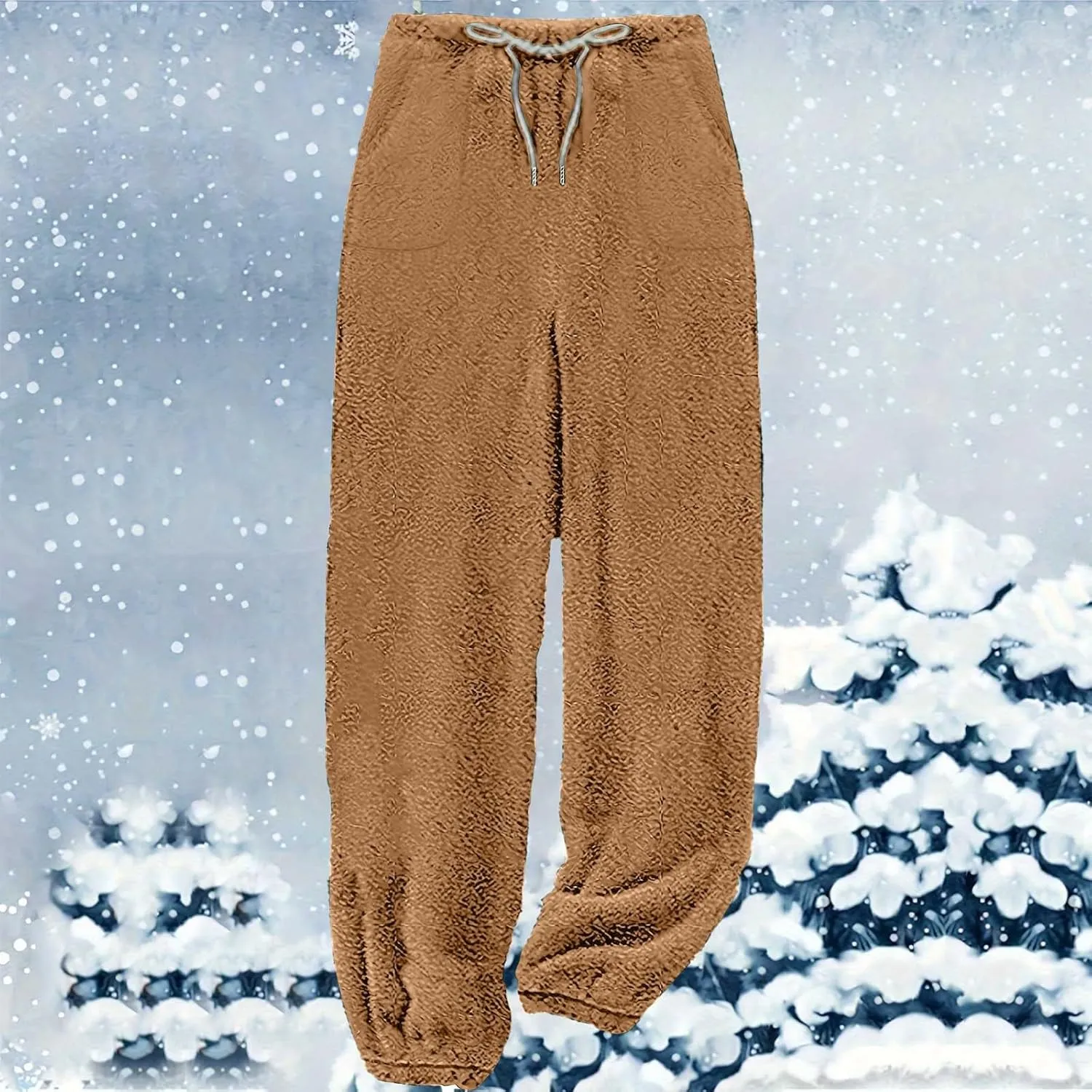 Womens Fluffy Fleece Lounge Pants Winter Warm Fuzzy Plush Pajamas Bottoms Casual Comfy Thermal Sleepwear with Pockets