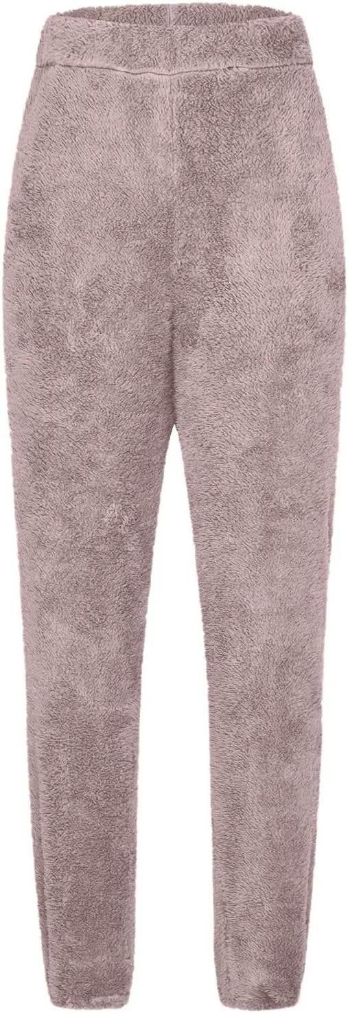 Womens Fuzzy Fleece Pajamas Pants 2024 Winter Warm Furry Lounge Pants Casual Comfy Thermal Plush Sleepwear Loungewear