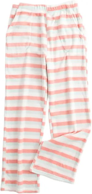 Womens Fuzzy Pajama Pants Elastic Waist Fluffy Pj Fleece Striped Pj Pants Comfy Lounge Sleepwear Pants with Pockets