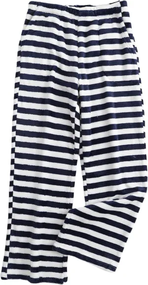 Womens Fuzzy Pajama Pants Elastic Waist Fluffy Pj Fleece Striped Pj Pants Comfy Lounge Sleepwear Pants with Pockets