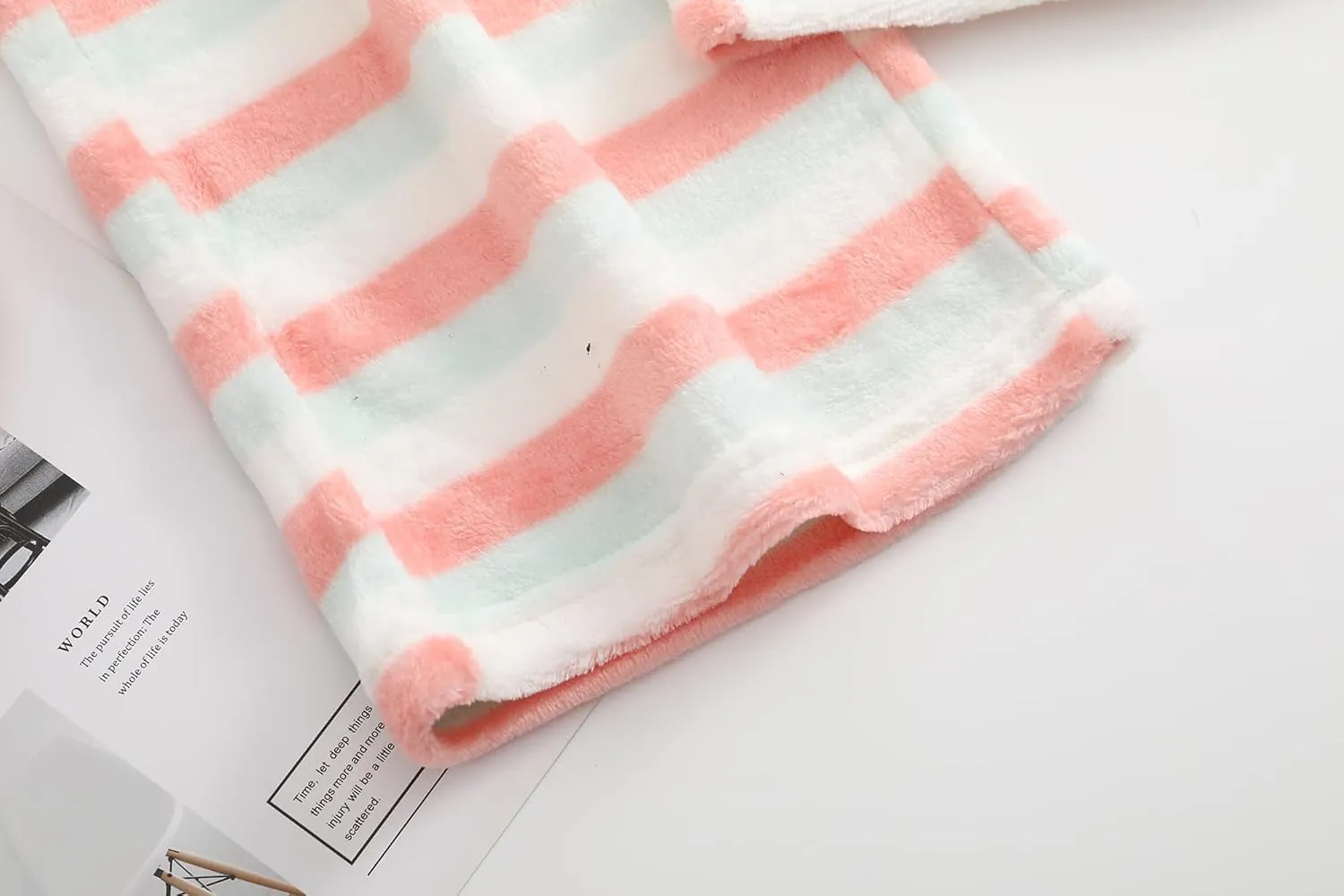Womens Fuzzy Pajama Pants Elastic Waist Fluffy Pj Fleece Striped Pj Pants Comfy Lounge Sleepwear Pants with Pockets