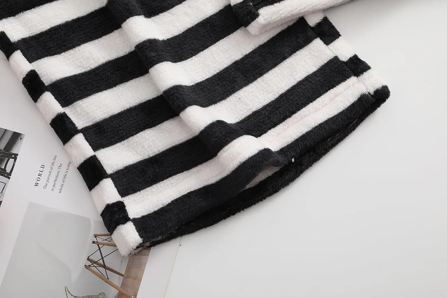 Womens Fuzzy Pajama Pants Elastic Waist Fluffy Pj Fleece Striped Pj Pants Comfy Lounge Sleepwear Pants with Pockets