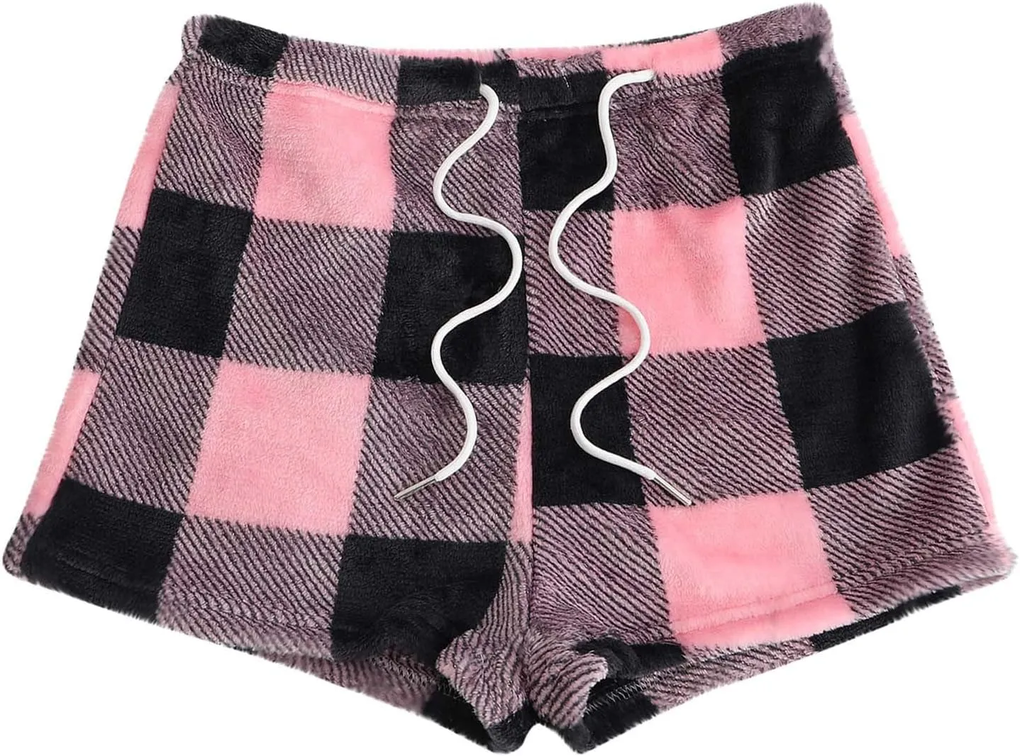 Women's Fuzzy Pajama Shorts Fleece Lounge Short Pants Comfy Drawstring Waist Sleepwear Winter Warm Loungewear