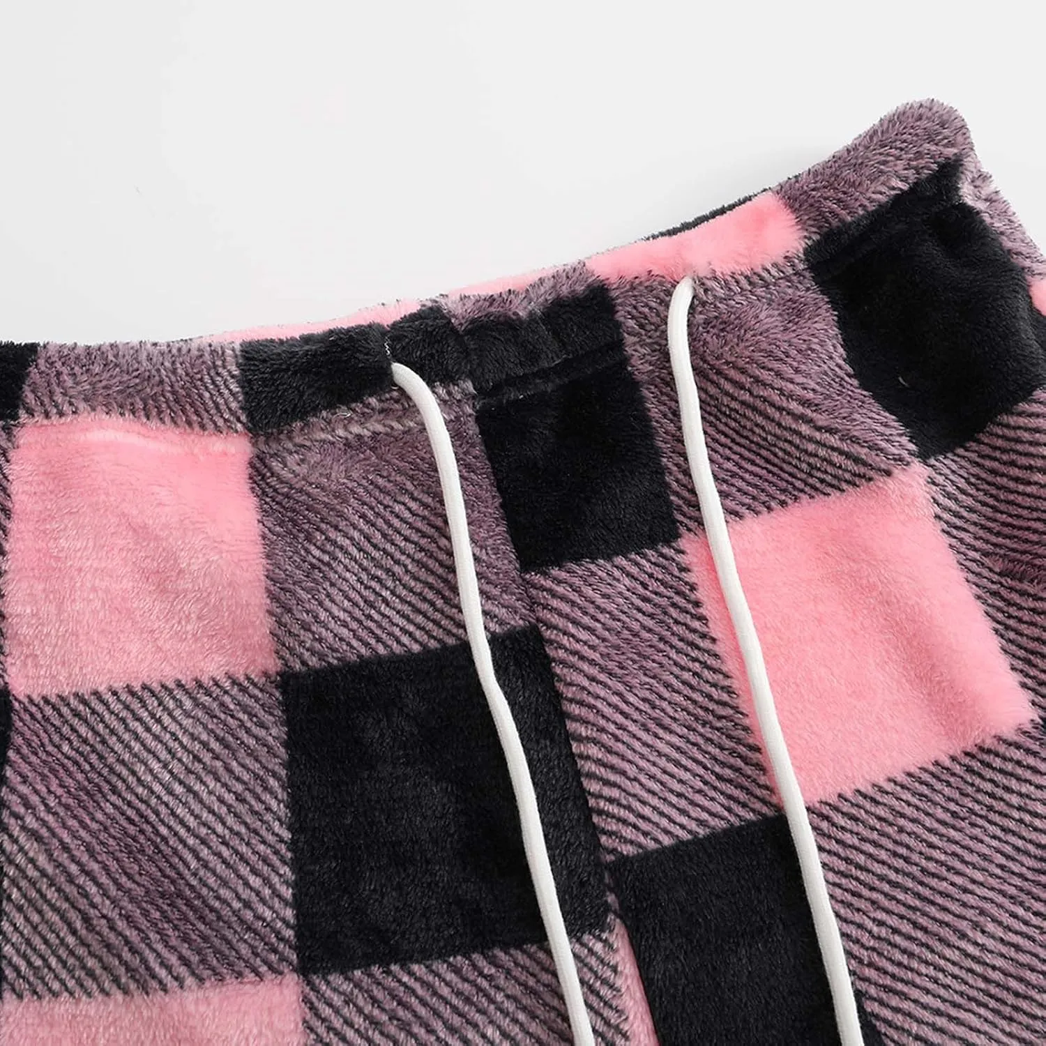 Women's Fuzzy Pajama Shorts Fleece Lounge Short Pants Comfy Drawstring Waist Sleepwear Winter Warm Loungewear