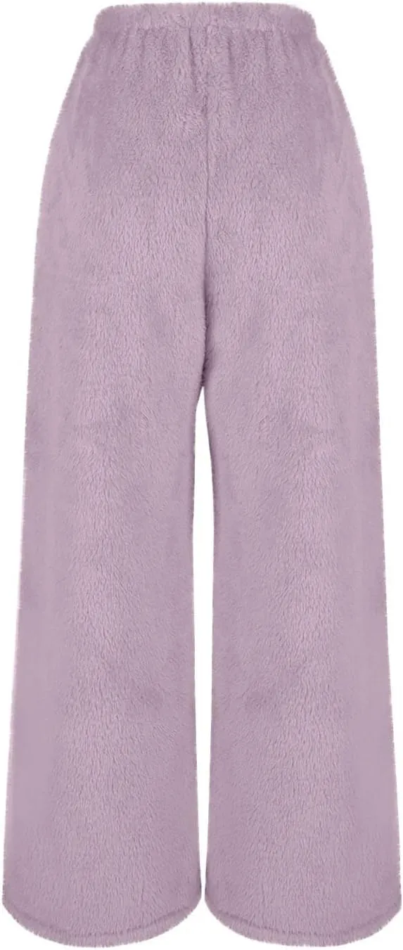 Women's Fuzzy Pajamas Pants Comfy Warm Fleece Lounge Long Pjs Pants Sleepwear Bottoms Home Sweatpant with Pocket
