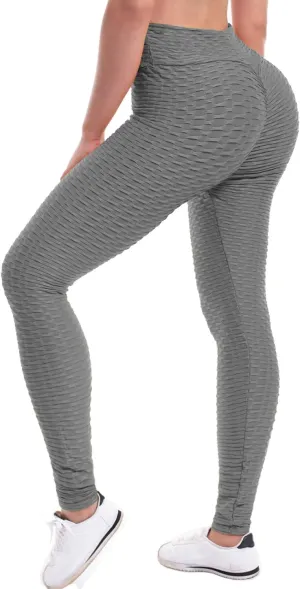 Women's High Waist Textured Butt Lifting Slimming Workout Leggings