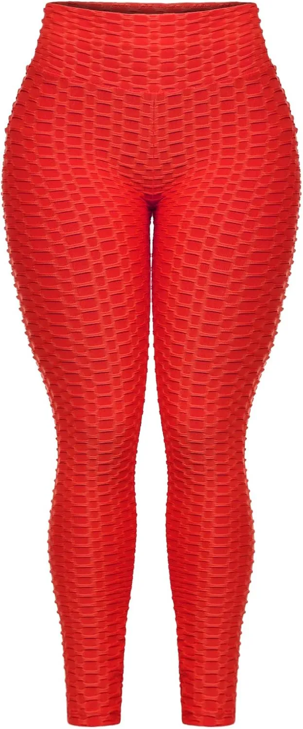 Women's High Waist Textured Butt Lifting Slimming Workout Leggings