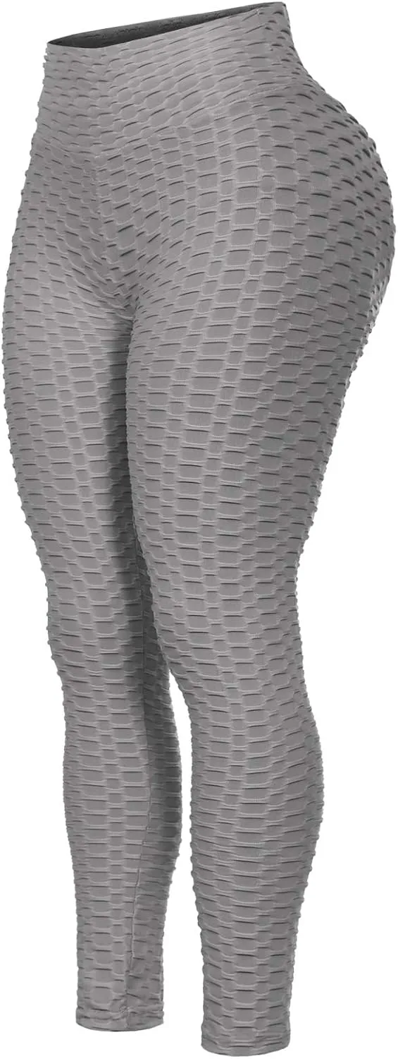 Women's High Waist Textured Butt Lifting Slimming Workout Leggings