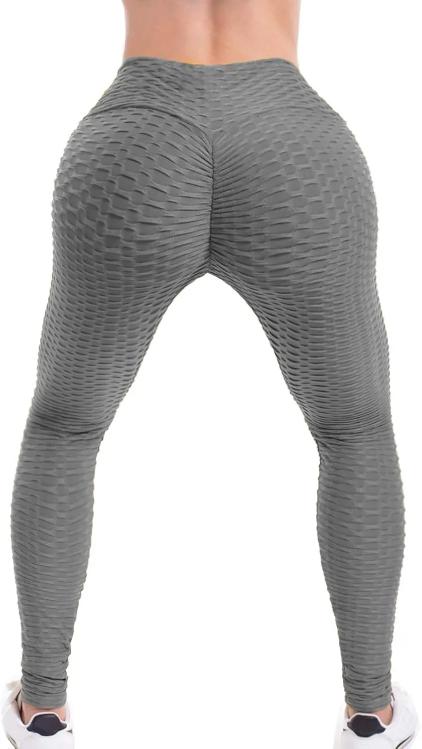 Women's High Waist Textured Butt Lifting Slimming Workout Leggings