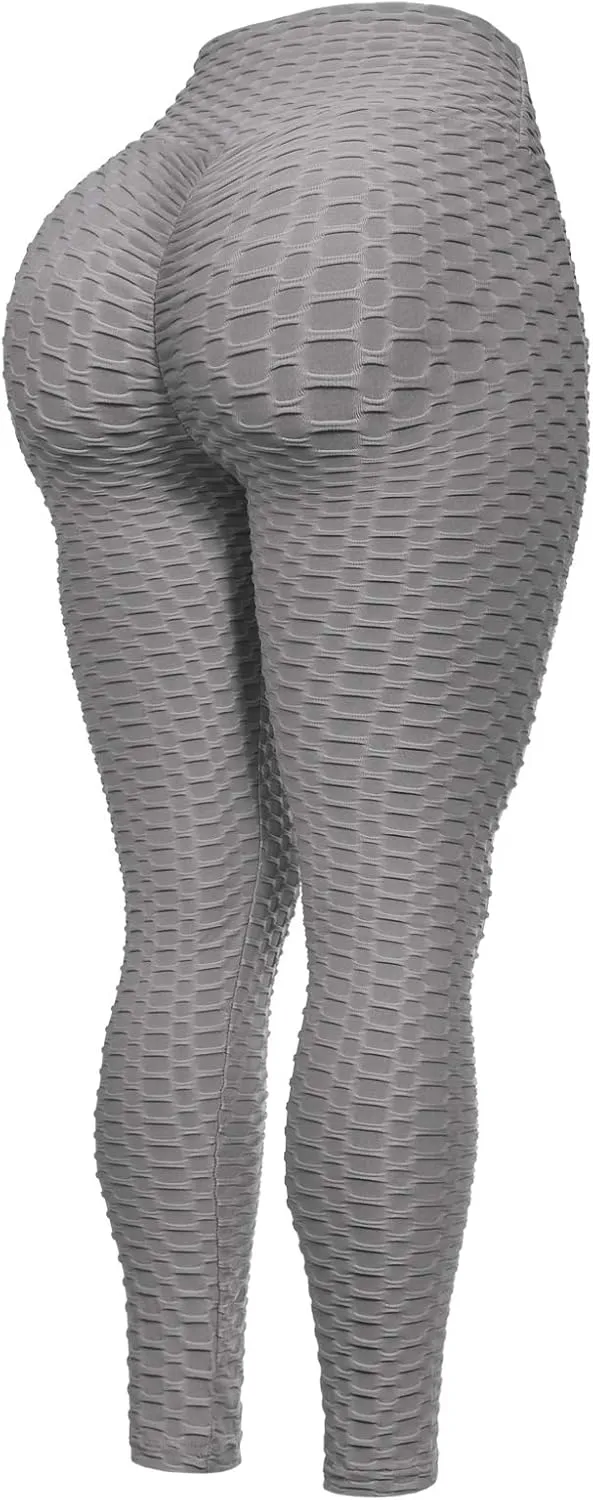 Women's High Waist Textured Butt Lifting Slimming Workout Leggings