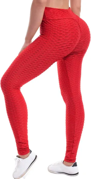 Women's High Waist Textured Butt Lifting Slimming Workout Leggings