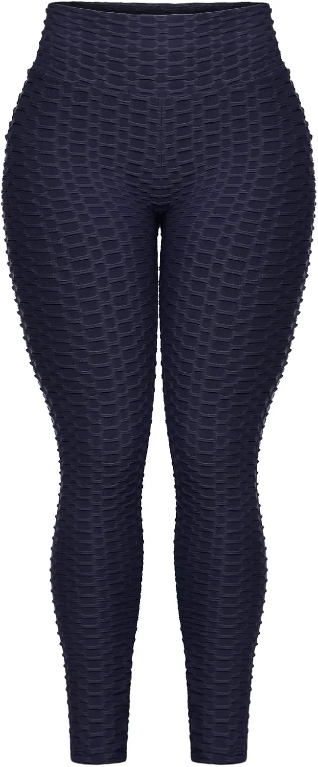 Women's High Waist Textured Butt Lifting Slimming Workout Leggings