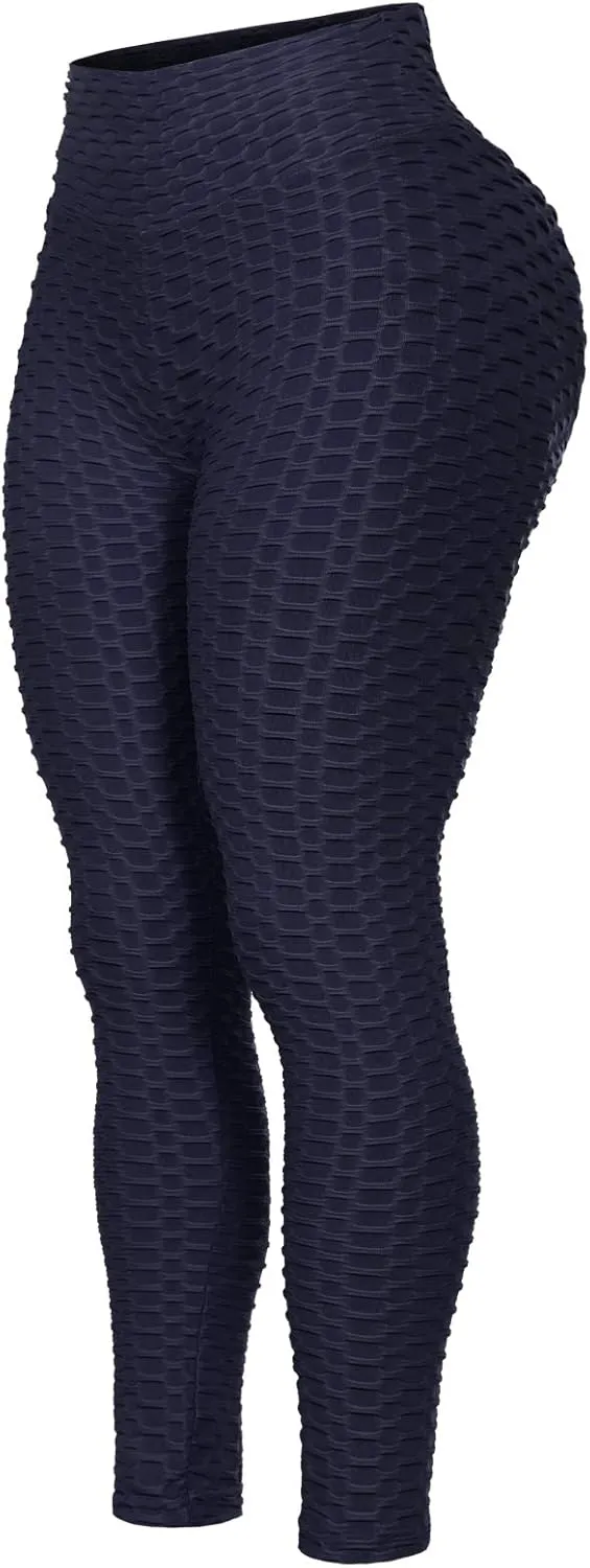 Women's High Waist Textured Butt Lifting Slimming Workout Leggings
