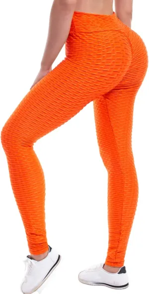 Women's High Waist Textured Butt Lifting Slimming Workout Leggings