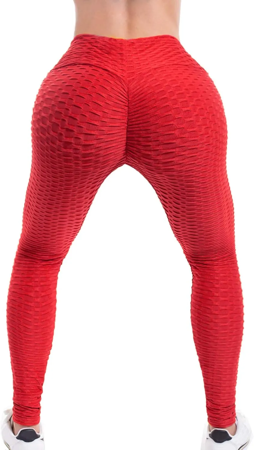 Women's High Waist Textured Butt Lifting Slimming Workout Leggings
