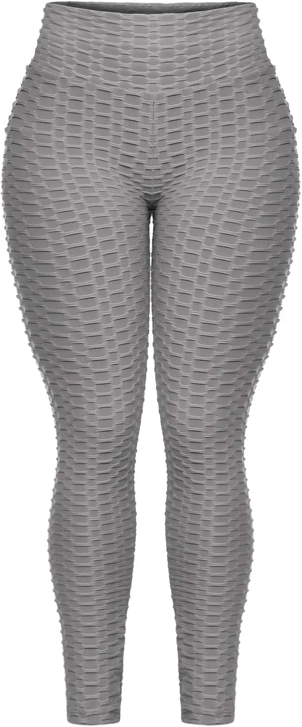 Women's High Waist Textured Butt Lifting Slimming Workout Leggings