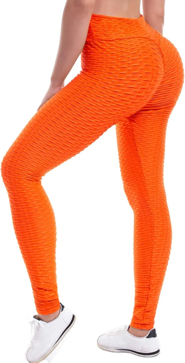 Women's High Waist Textured Butt Lifting Slimming Workout Leggings