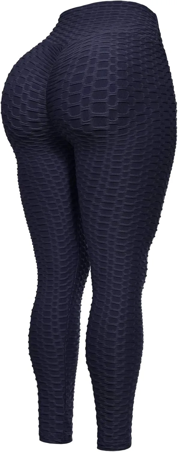 Women's High Waist Textured Butt Lifting Slimming Workout Leggings