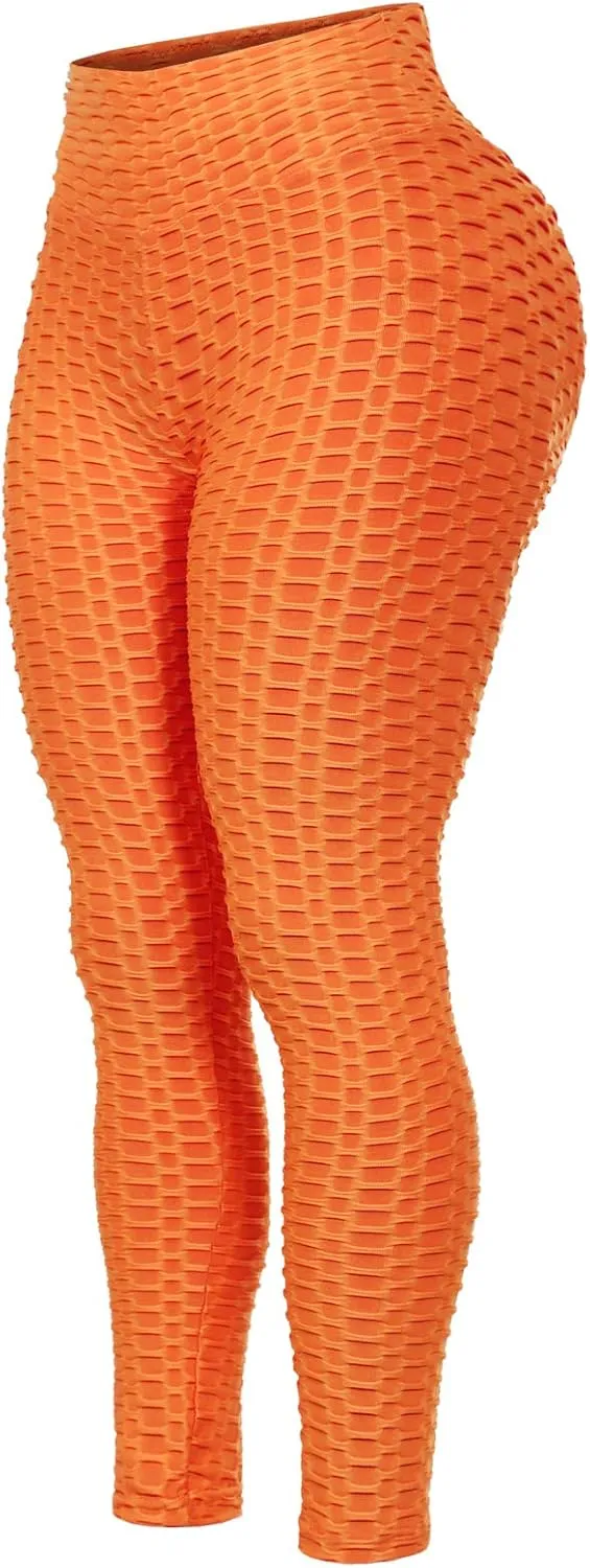 Women's High Waist Textured Butt Lifting Slimming Workout Leggings