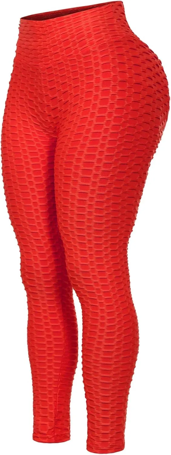 Women's High Waist Textured Butt Lifting Slimming Workout Leggings