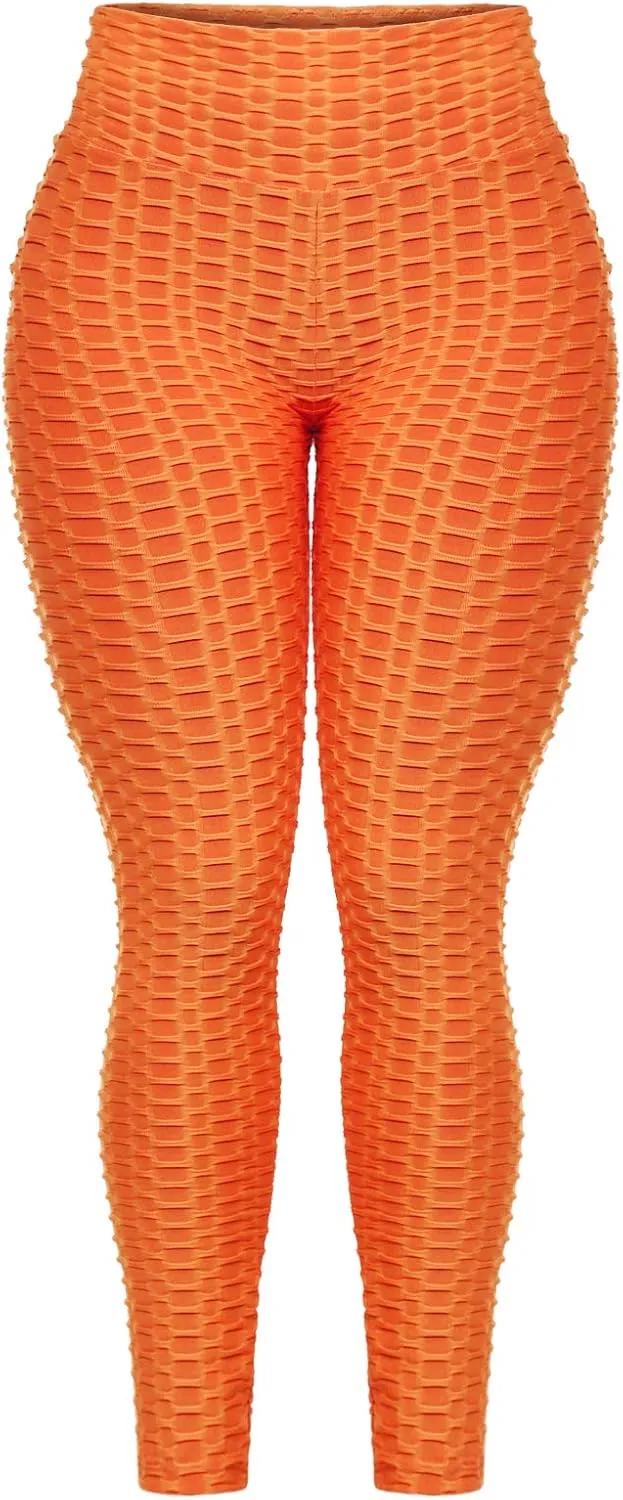 Women's High Waist Textured Butt Lifting Slimming Workout Leggings