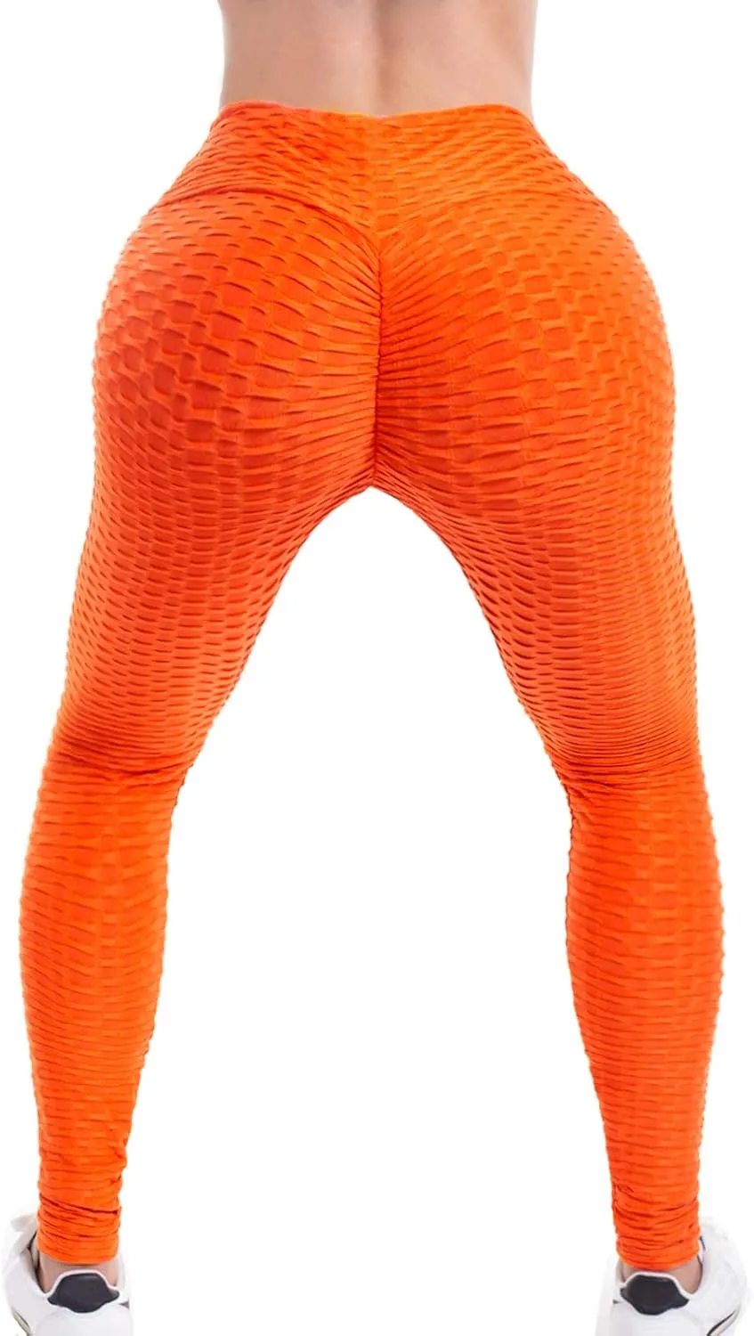 Women's High Waist Textured Butt Lifting Slimming Workout Leggings