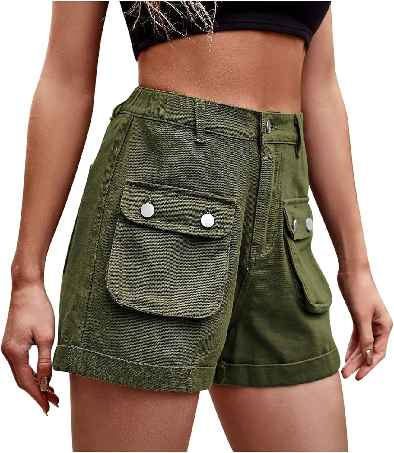Womens Jean Shorts High Waisted Casual Summer Front Pocket Cargo Denim Shorts Loose Fit Travel Vocation Jean Shorts