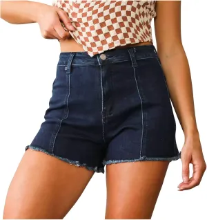 Womens Jean Shorts Stretchy High Waisted Star Patchwork Summer Beach Casual Trendy Frayed Hem Skinny Hot Denim Shorts
