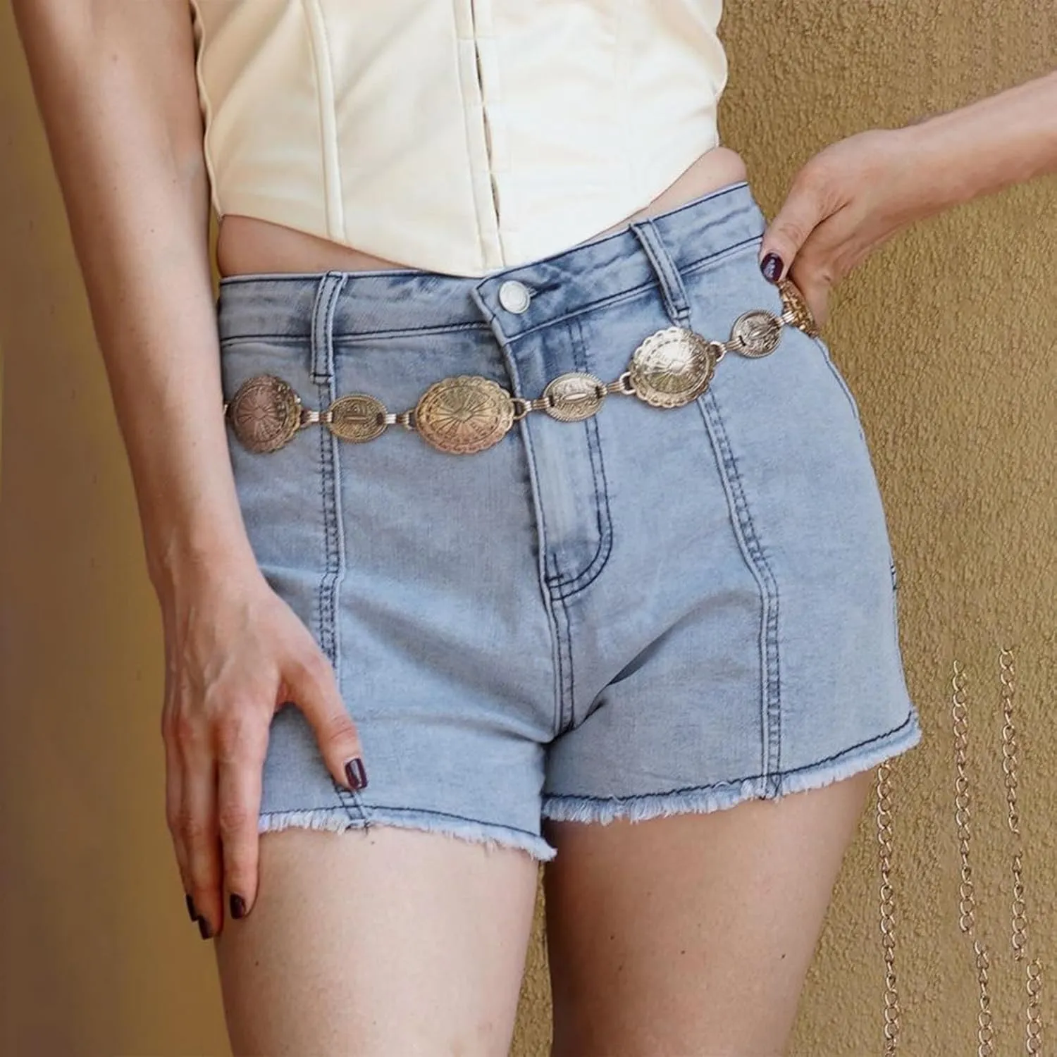 Womens Jean Shorts Stretchy High Waisted Star Patchwork Summer Beach Casual Trendy Frayed Hem Skinny Hot Denim Shorts
