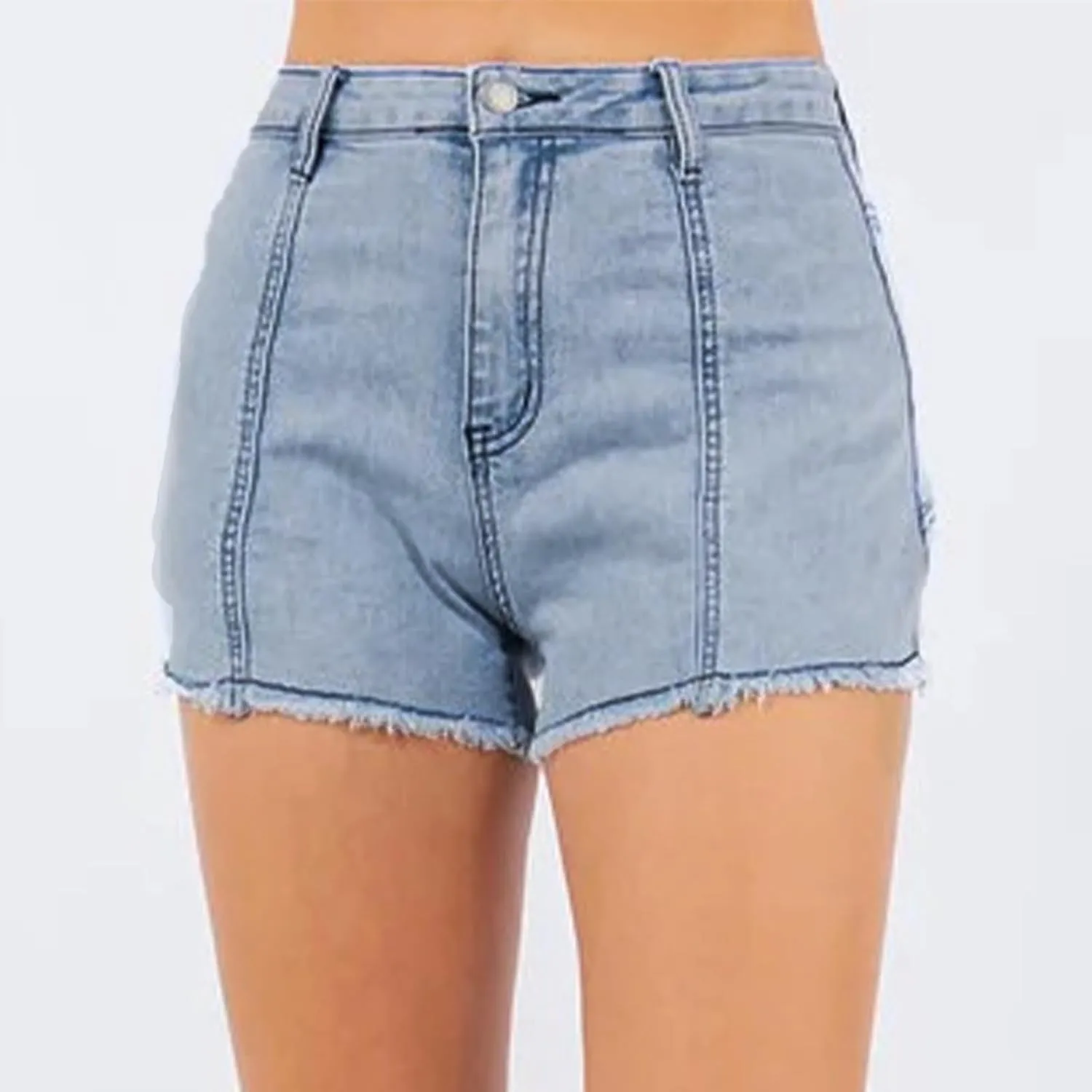 Womens Jean Shorts Stretchy High Waisted Star Patchwork Summer Beach Casual Trendy Frayed Hem Skinny Hot Denim Shorts