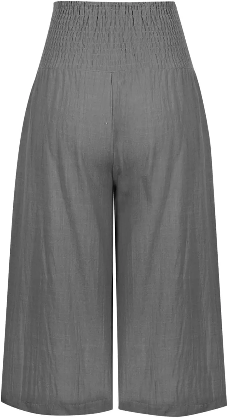 Womens Long Shorts Below The Knee Plus Size Casual Summer Loose Fit Long Shorts Elastic Waist Shorts with Pockets