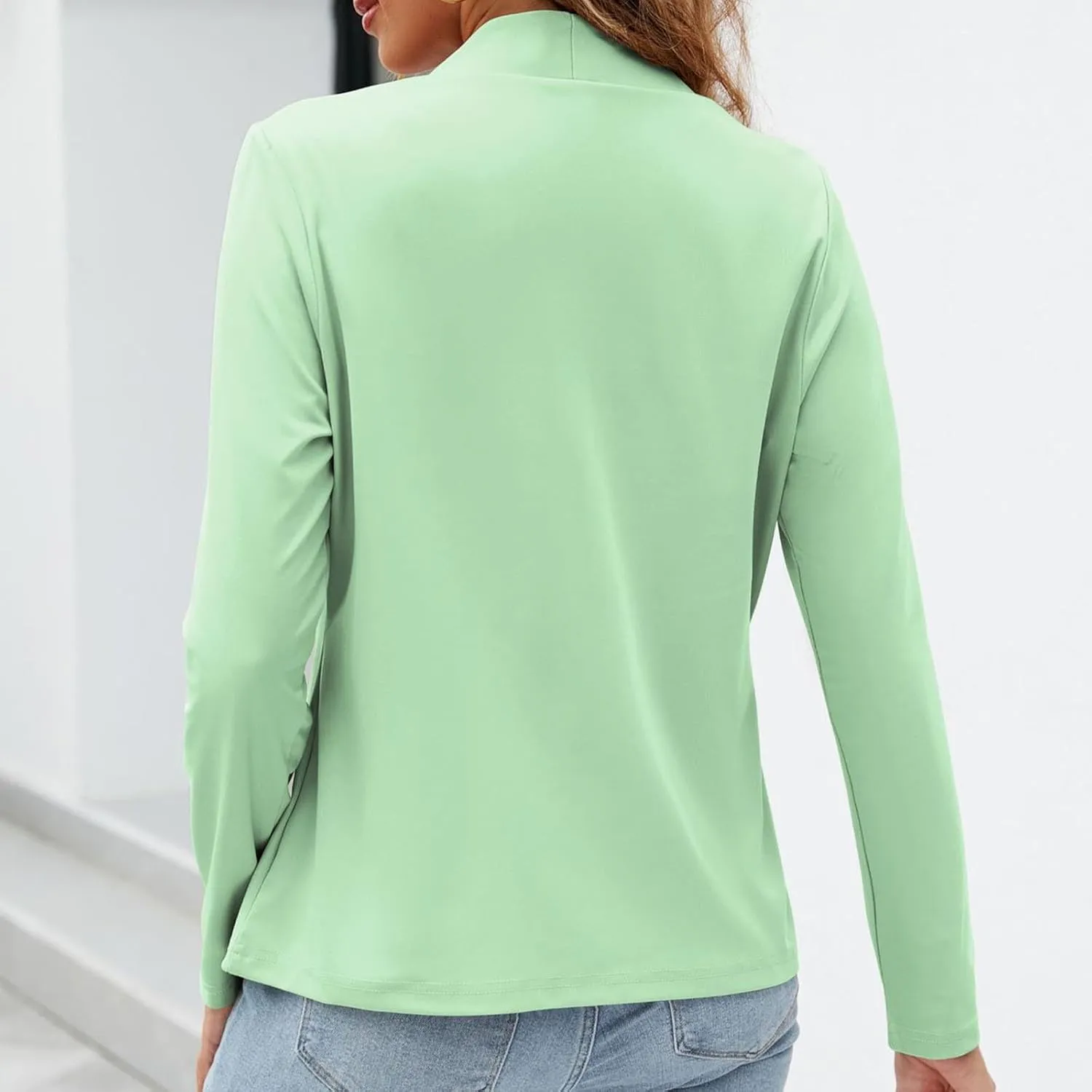 Women's Long Sleeve Casual Blazer Open Front Collarless Work Office Jackets Front Pockets Fall Lightweight Cozy Outwear