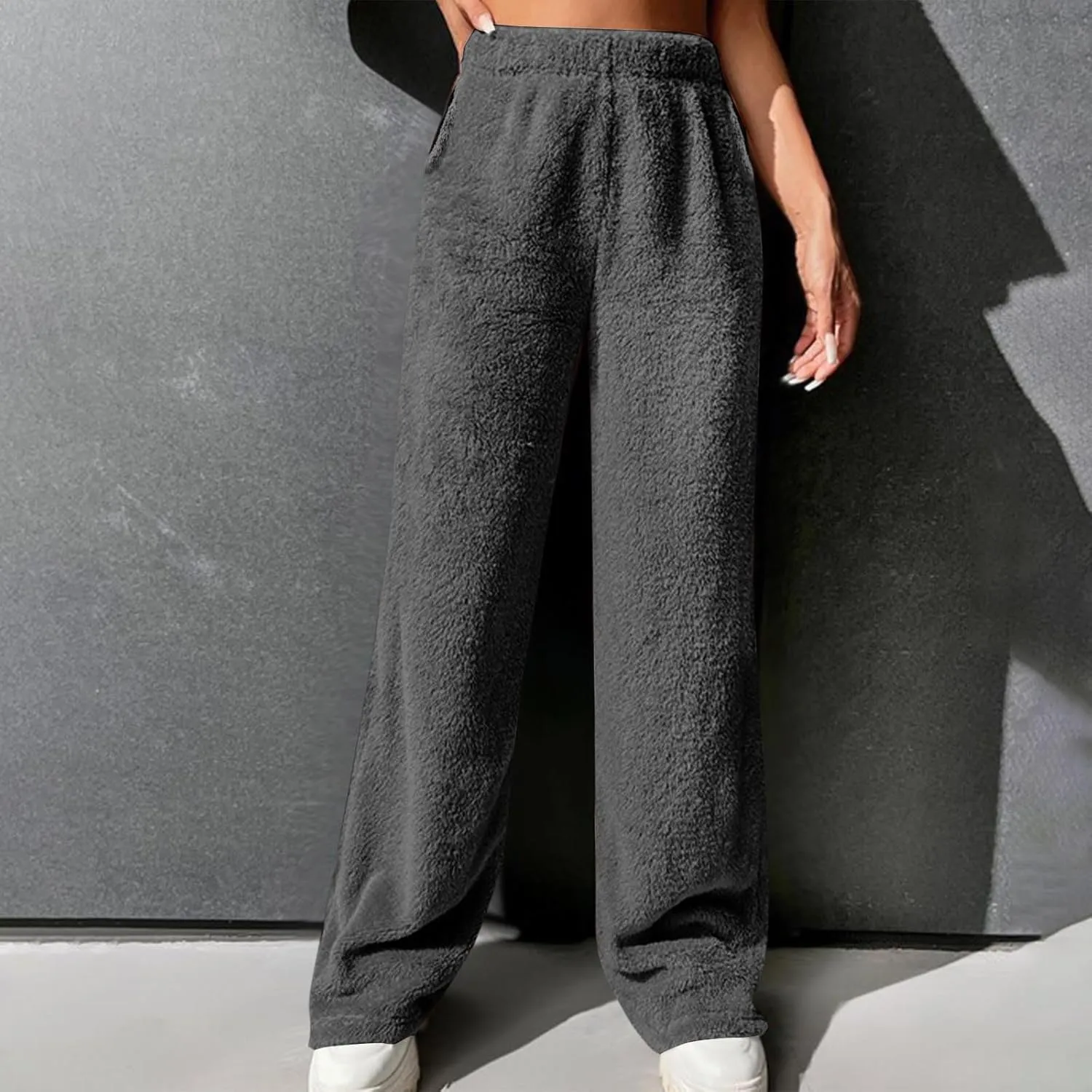 Womens Lounge Pants Cozy Soft Fleece Warm Pajama Bottoms Sleepwear Plush Fluffy Pjs Pant Sweatpant with Pockets