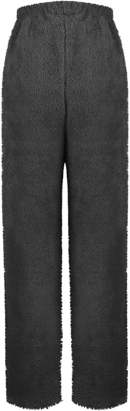 Womens Lounge Pants Cozy Soft Fleece Warm Pajama Bottoms Sleepwear Plush Fluffy Pjs Pant Sweatpant with Pockets