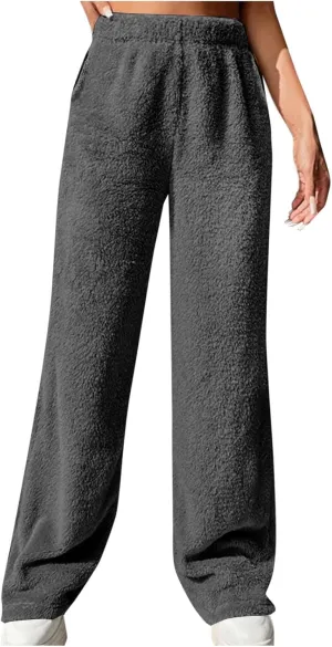Womens Lounge Pants Cozy Soft Fleece Warm Pajama Bottoms Sleepwear Plush Fluffy Pjs Pant Sweatpant with Pockets