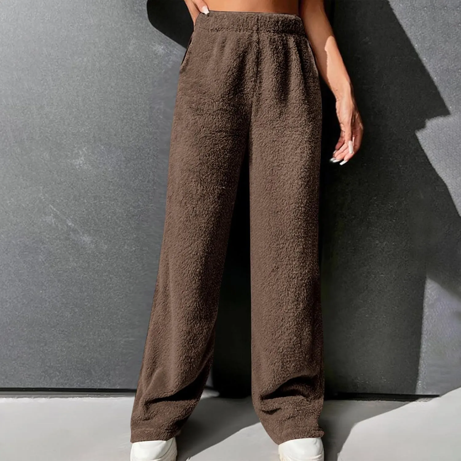 Womens Lounge Pants Cozy Soft Fleece Warm Pajama Bottoms Sleepwear Plush Fluffy Pjs Pant Sweatpant with Pockets