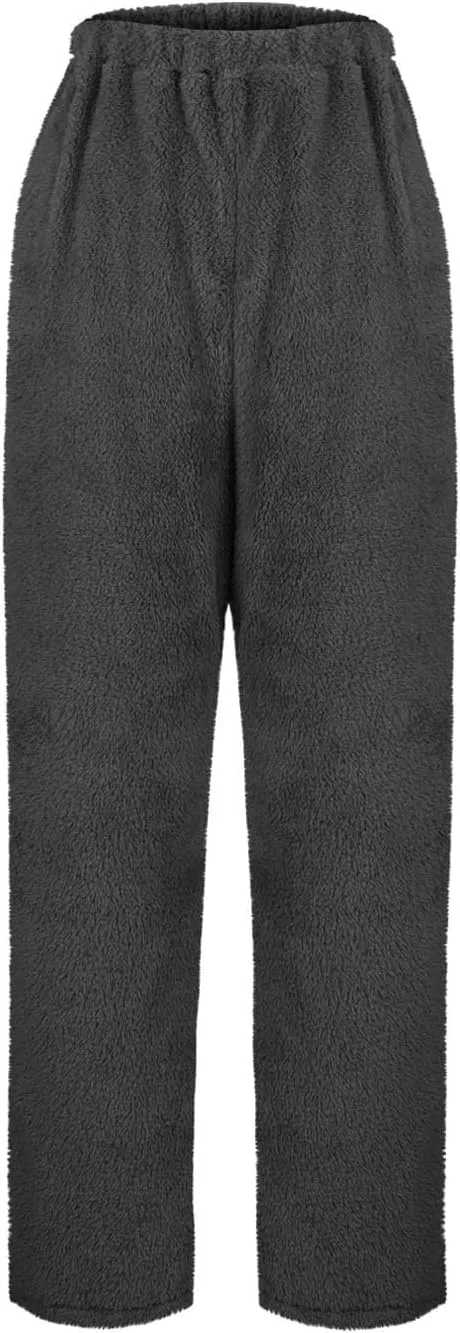 Womens Lounge Pants Cozy Soft Fleece Warm Pajama Bottoms Sleepwear Plush Fluffy Pjs Pant Sweatpant with Pockets