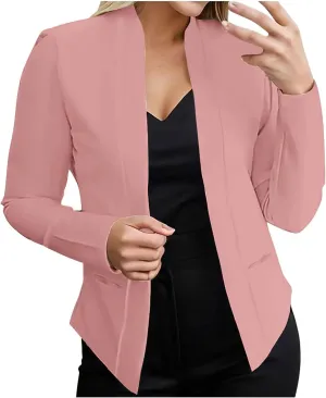 Women's Open Front Office Work Business Jackets Casual Long Sleeve Lapel Blazer Dressy Formal Solid Color Blazers