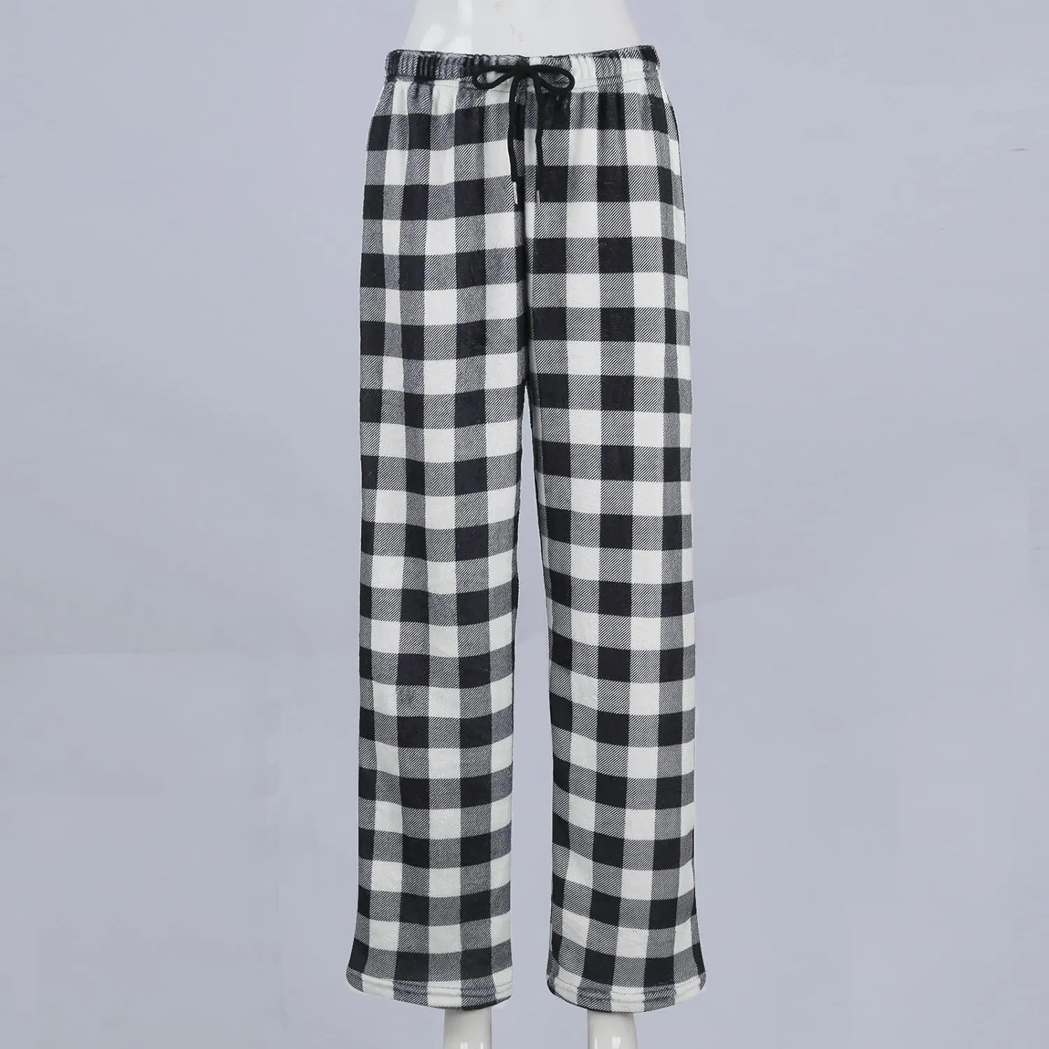 Women's Pajama Pants Fuzzy Flannel Lounge Christmas Cartoon Plush Women's Cute Baggy Loungewear Trousers with Pockets