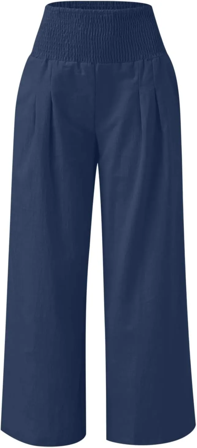 Womens Pants Pants for Women Linen Loose Fit High Cut Flare Wide Leg Fall Summer Pants 2025