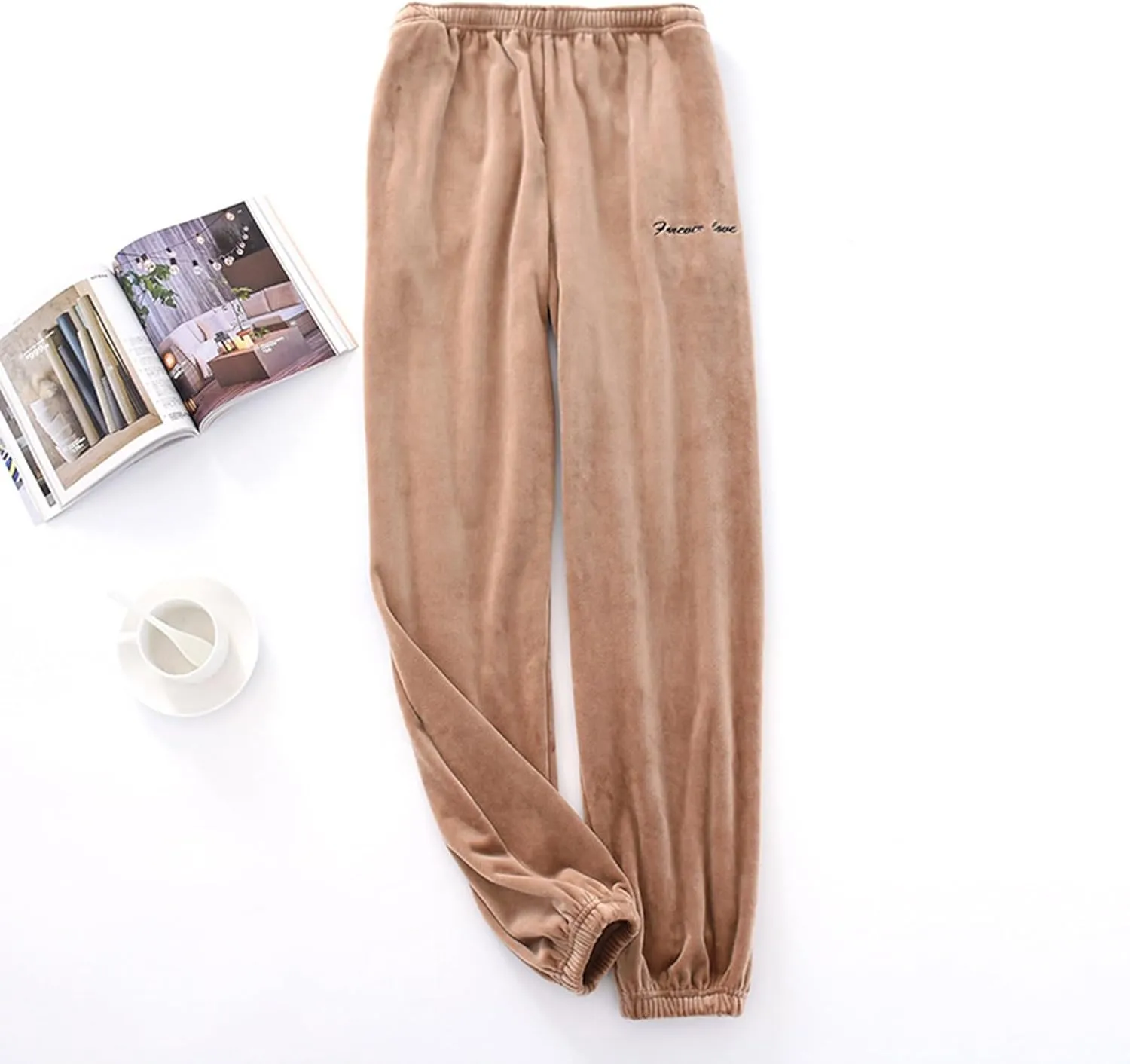 Womens Pants Thermal Fleece Pajama Pants Fashion Casual Elastic Waist Thickened Sleepwear with Pockets