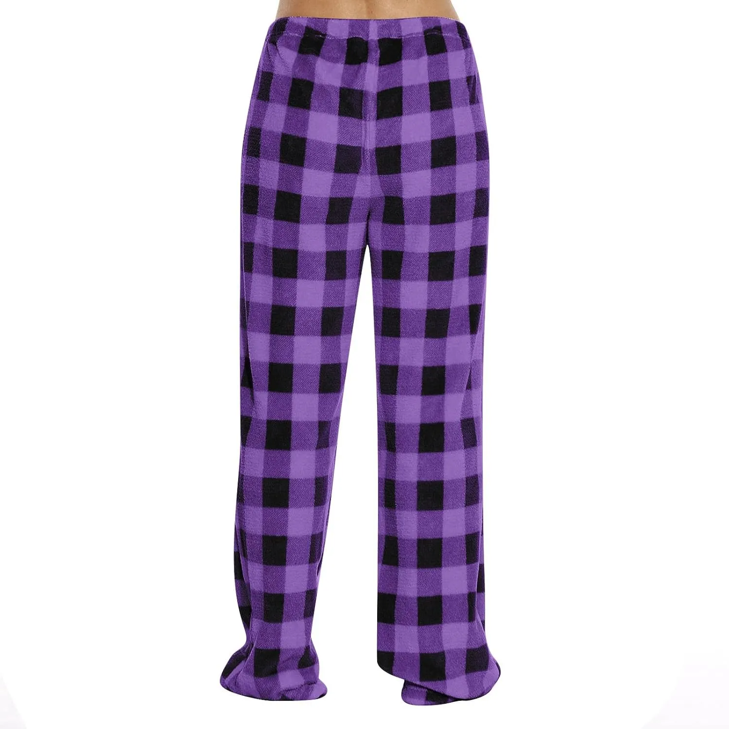 Women's Plaid Sleep Pajamas Bottoms Fleece Pjs Pants Soft Drawstring Warm Comfy Lounge Sleepwear for Ladies