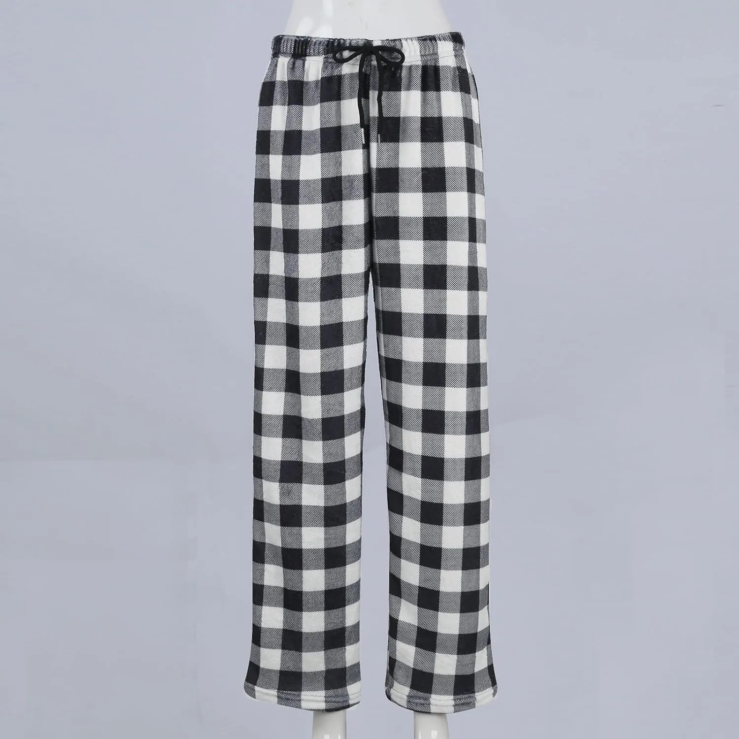 Women's Plaid Sleep Pajamas Bottoms Fleece Pjs Pants Soft Drawstring Warm Comfy Lounge Sleepwear for Ladies