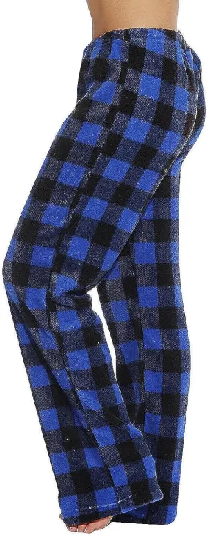 Women's Plaid Sleep Pajamas Bottoms Fleece Pjs Pants Soft Drawstring Warm Comfy Lounge Sleepwear for Ladies