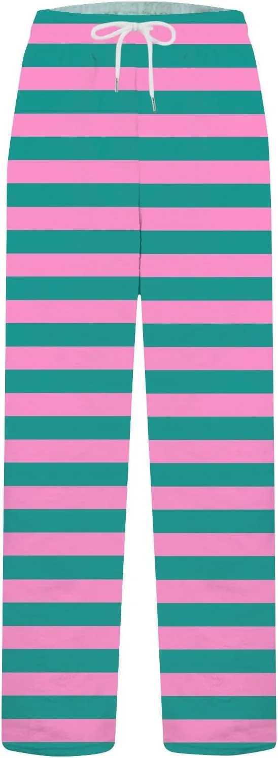 Women's Plush Pajama Pants, Soft Fluffy Fleece Warm Striped Pjs Bottoms Sleepwear Winter Comfy Fuzzy Lounge Pants